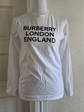 Burberry White Long-Sleeve Logo Shirt